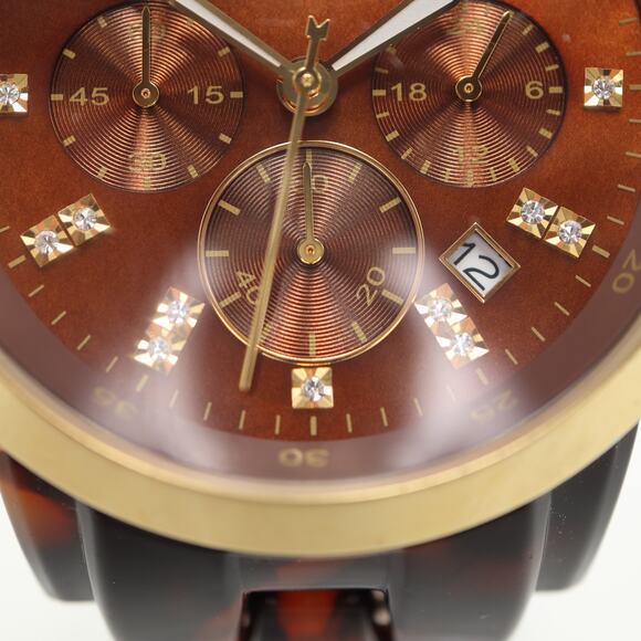 Michael Kors Faux Tortoise Chronograph 43mm MOP Watch 5.75" Bracelet MK-5216 - Picture 6 of 10